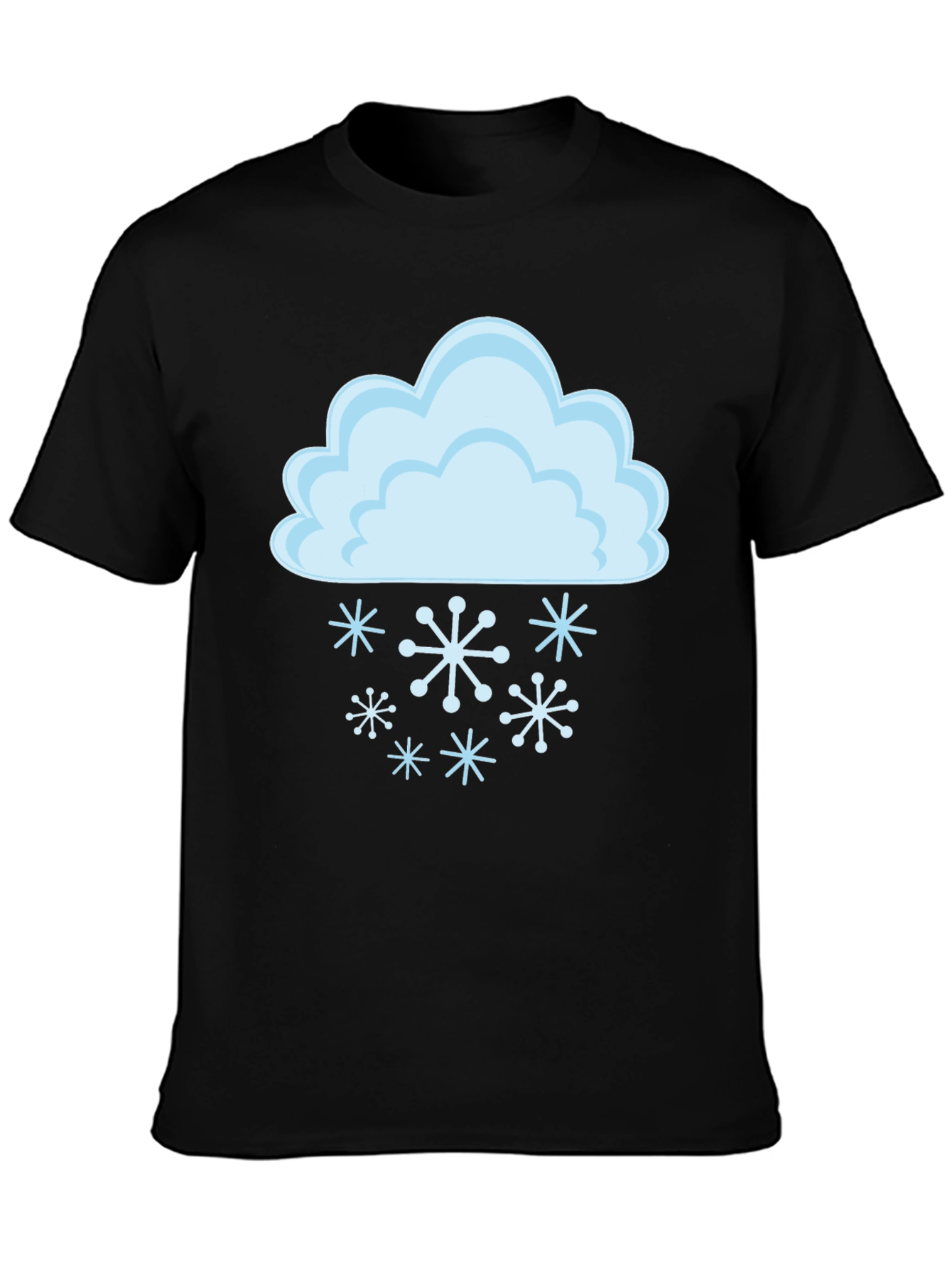 Snowy Cloud Graphic Tee - Black Cotton T-Shirt