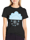 Snowy Cloud Graphic Tee - Black Cotton T-Shirt