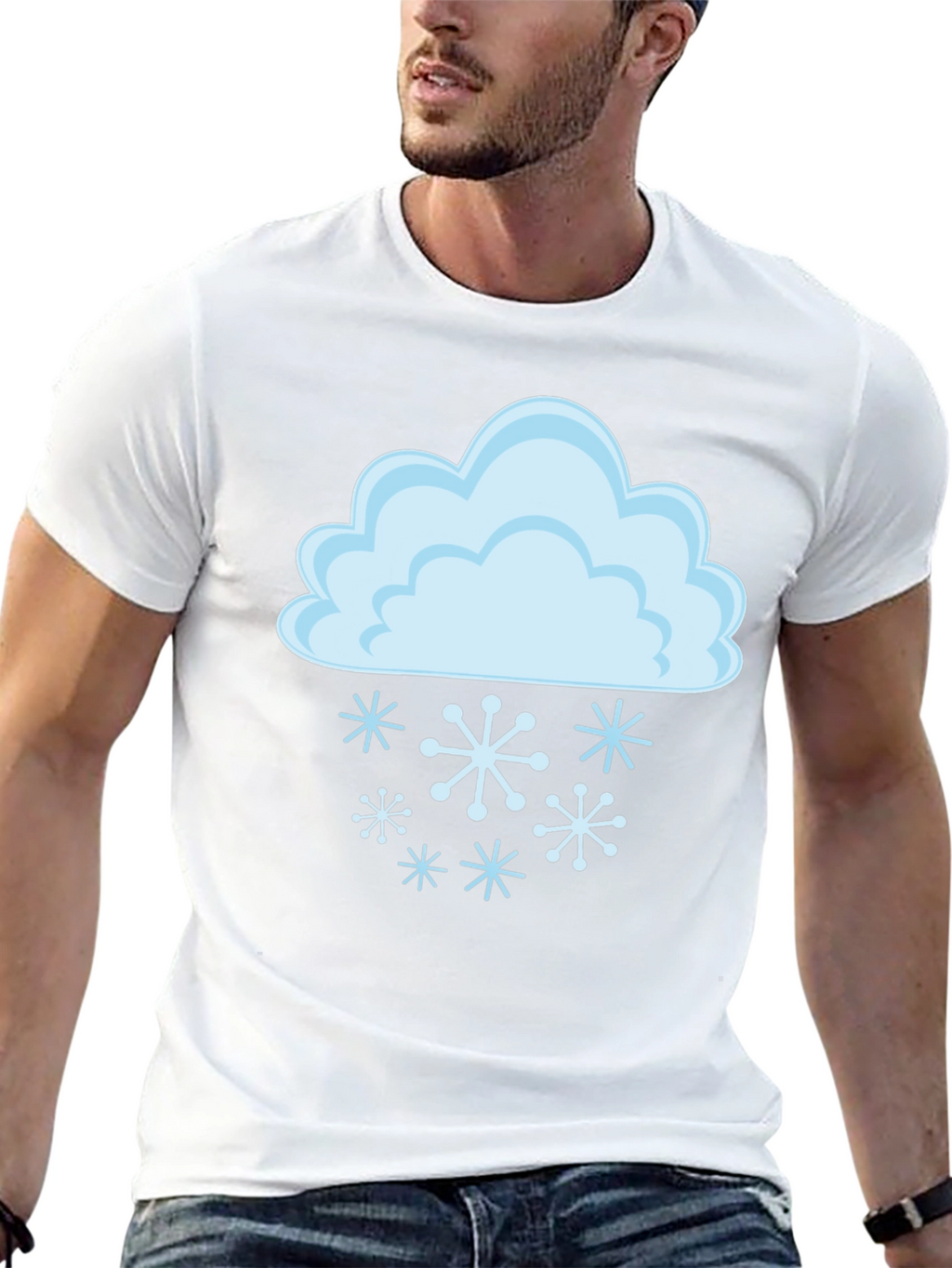 Snowy Cloud Graphic Tee - Black Cotton T-Shirt