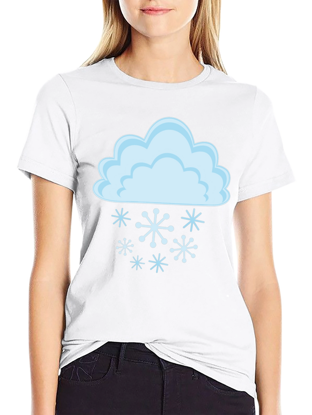 Snowy Cloud Graphic Tee - Black Cotton T-Shirt