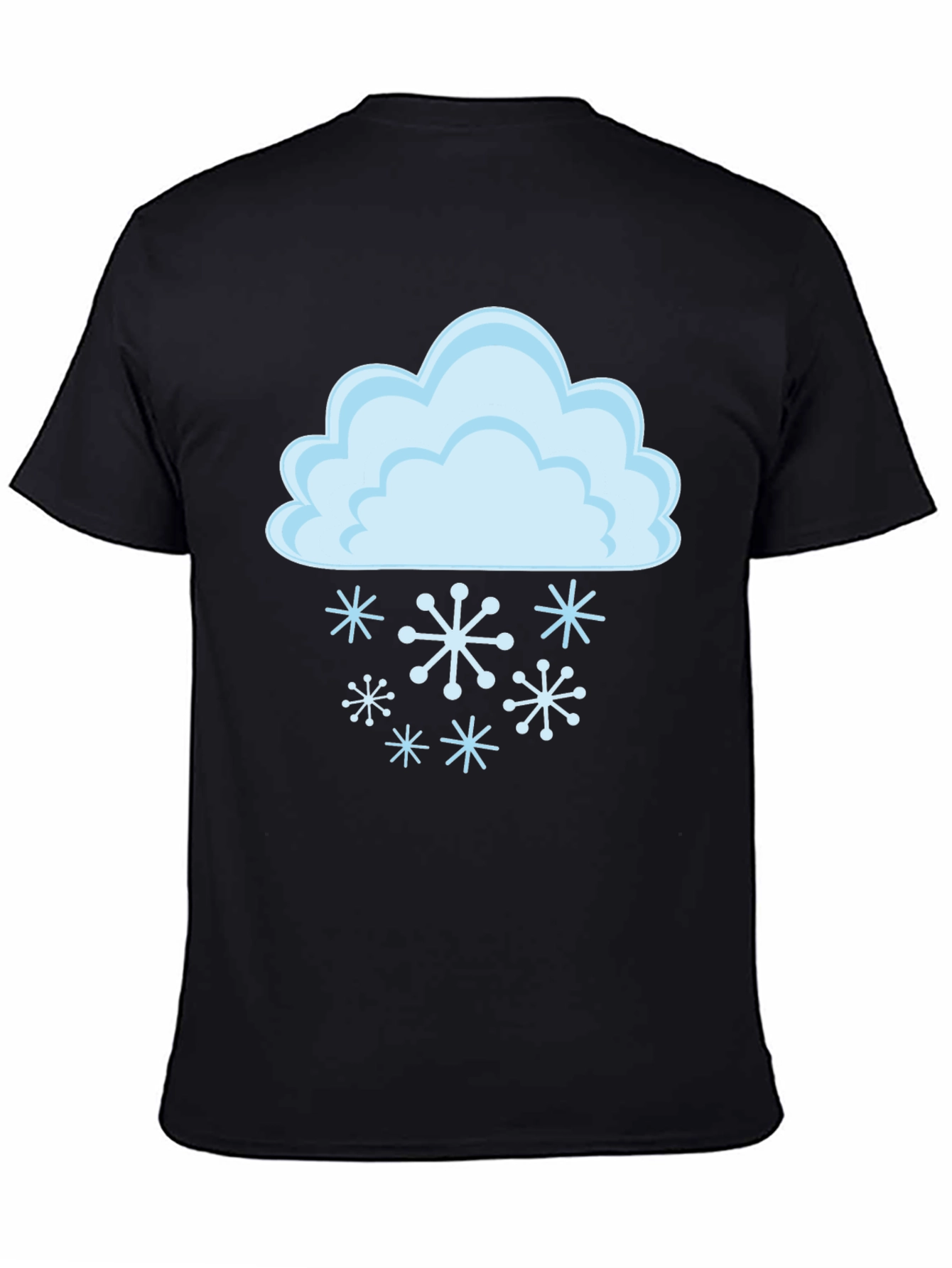Snowy Cloud Graphic Tee - Black Cotton T-Shirt