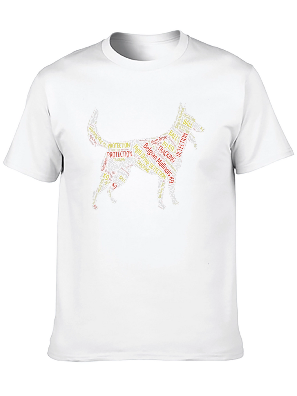 Belgian Malinois K9 Word Art Dog Silhouette T-Shirt