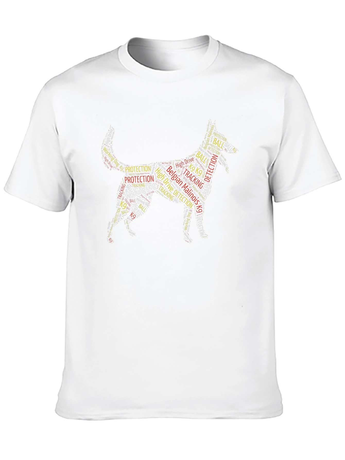 Belgian Malinois K9 Word Art Dog Silhouette T-Shirt
