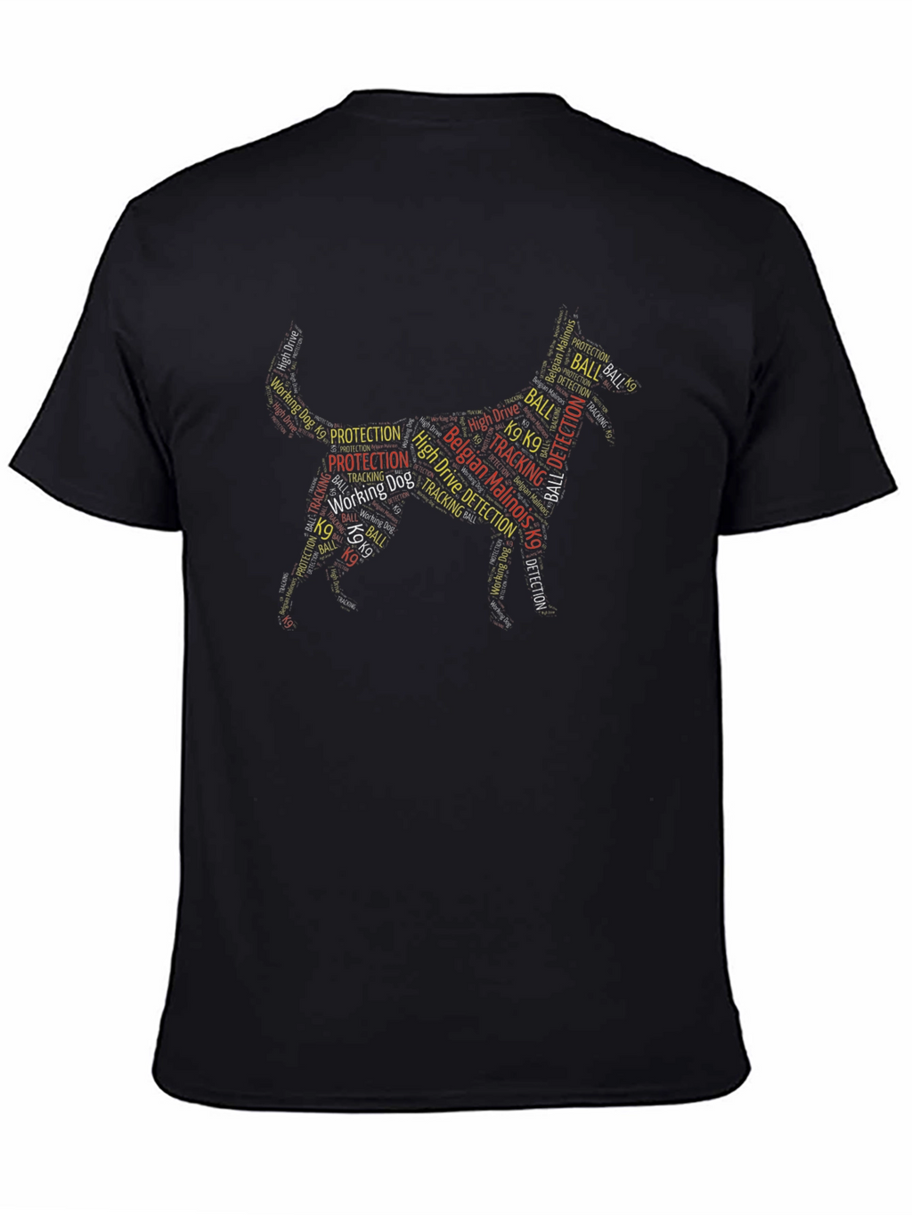 Belgian Malinois K9 Word Art Dog Silhouette T-Shirt