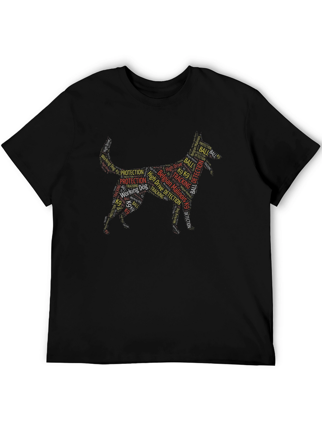 Belgian Malinois K9 Word Art Dog Silhouette T-Shirt