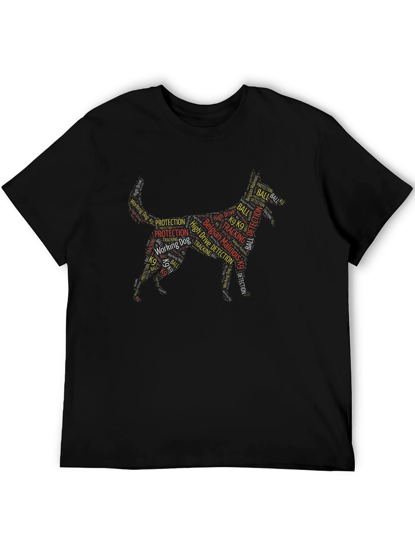 Belgian Malinois K9 Word Art Dog Silhouette T-Shirt