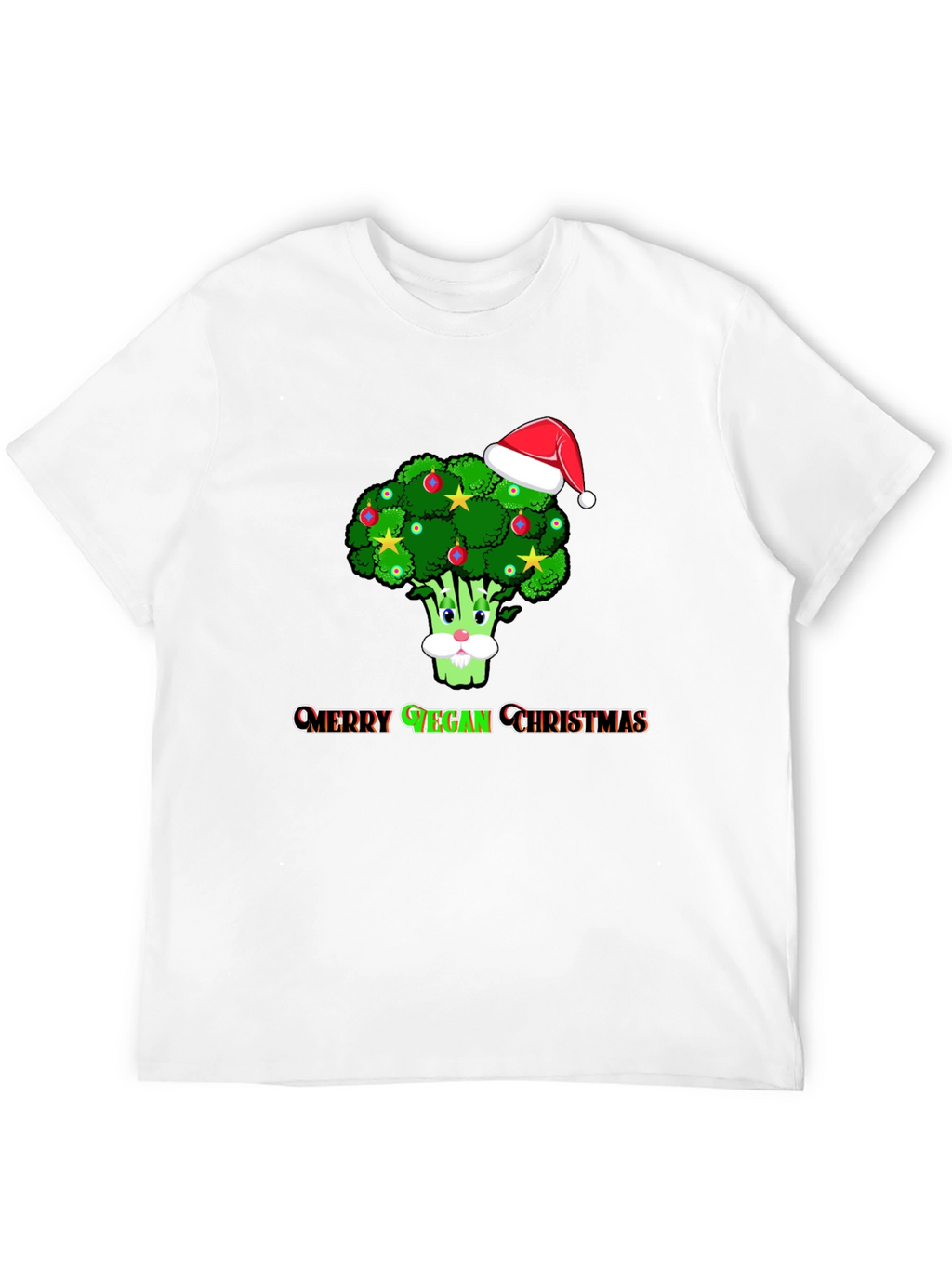 Merry Vegan Christmas T-Shirt - Broccoli Santa Hat