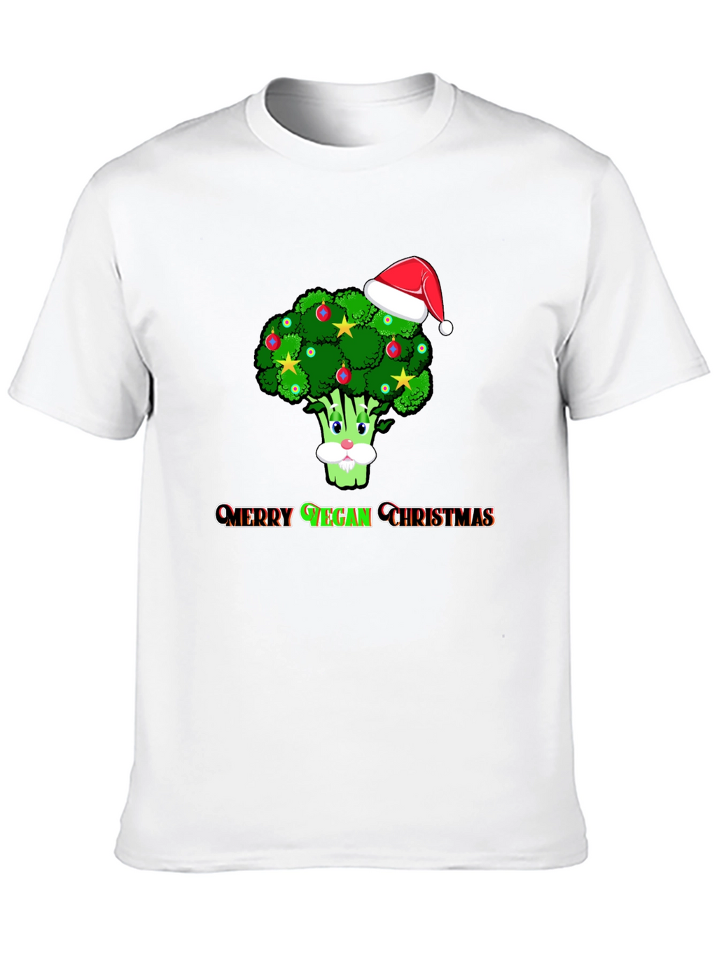 Merry Vegan Christmas T-Shirt - Broccoli Santa Hat
