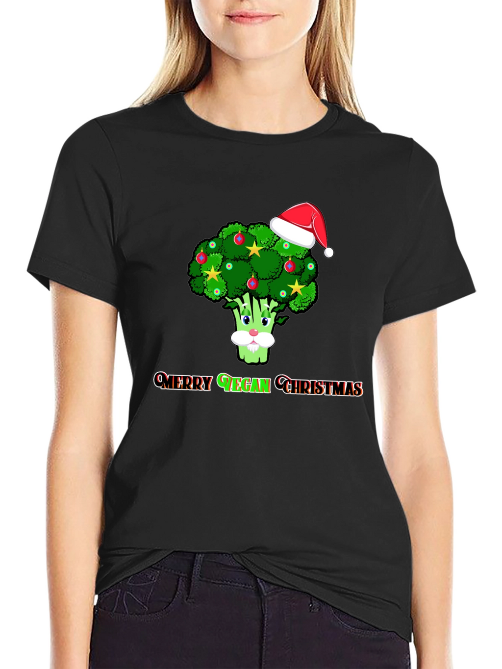 Merry Vegan Christmas T-Shirt - Broccoli Santa Hat