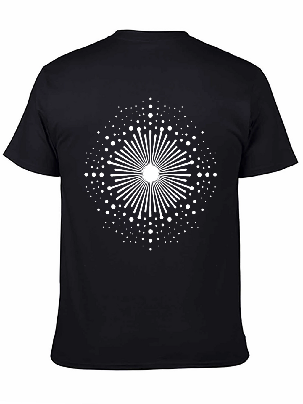Black Tee with Geometric Burst Design