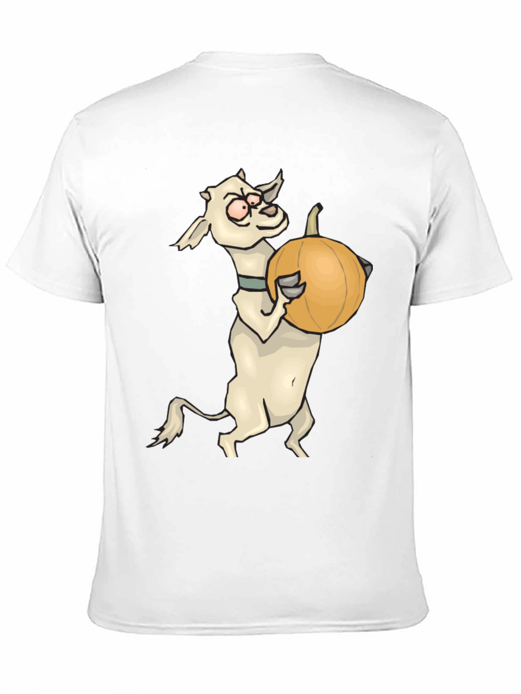 Goat Holding Pumpkin Funny Black T-Shirt