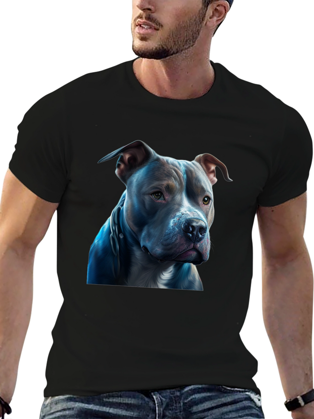 Pitbull Dog Graphic Black T-Shirt
