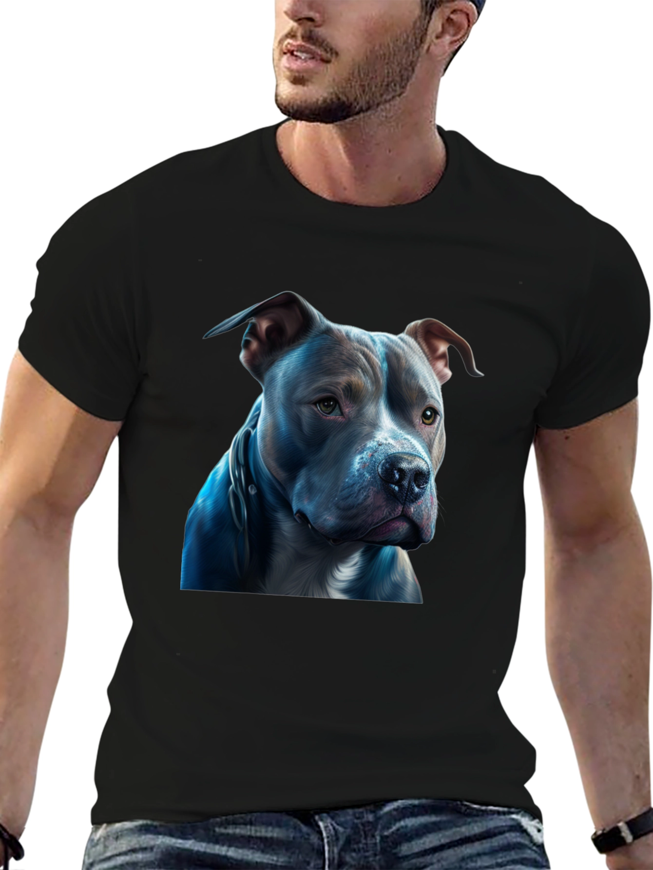 Pitbull Dog Graphic Black T-Shirt