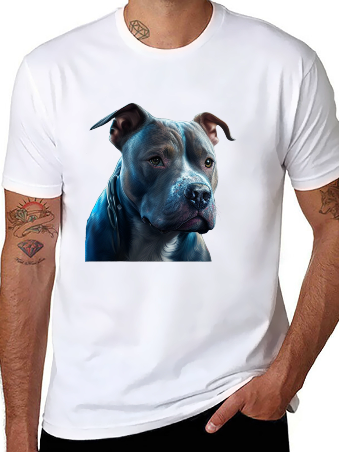 Pitbull Dog Graphic Black T-Shirt