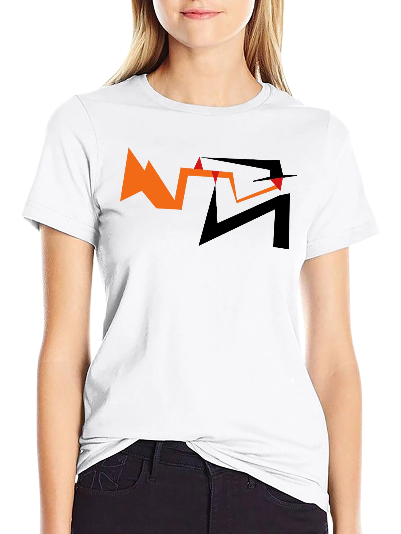Abstract Graphic Tee - Orange and Black Design