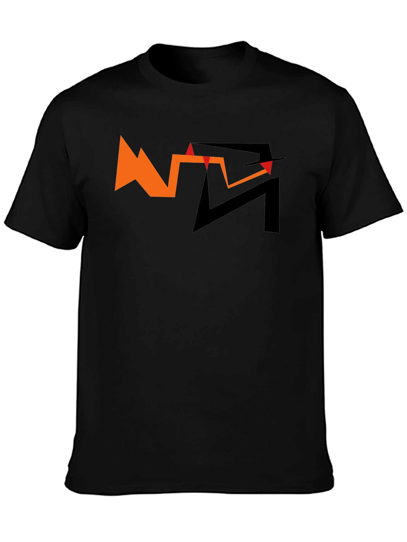 Abstract Graphic Tee - Orange and Black Design