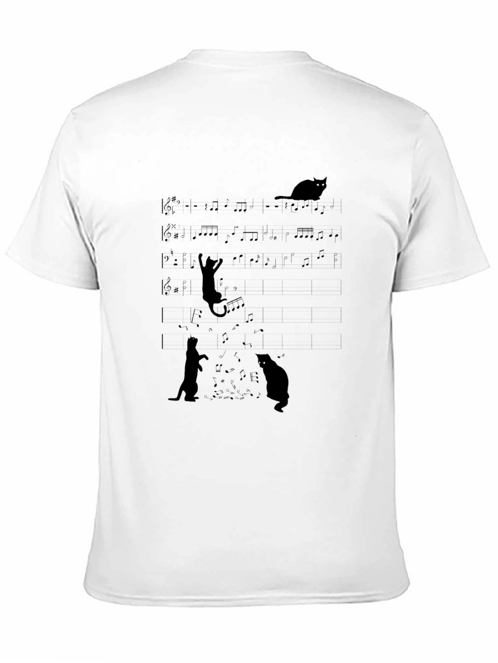Musical Cats Black Graphic Tee - Unique Design