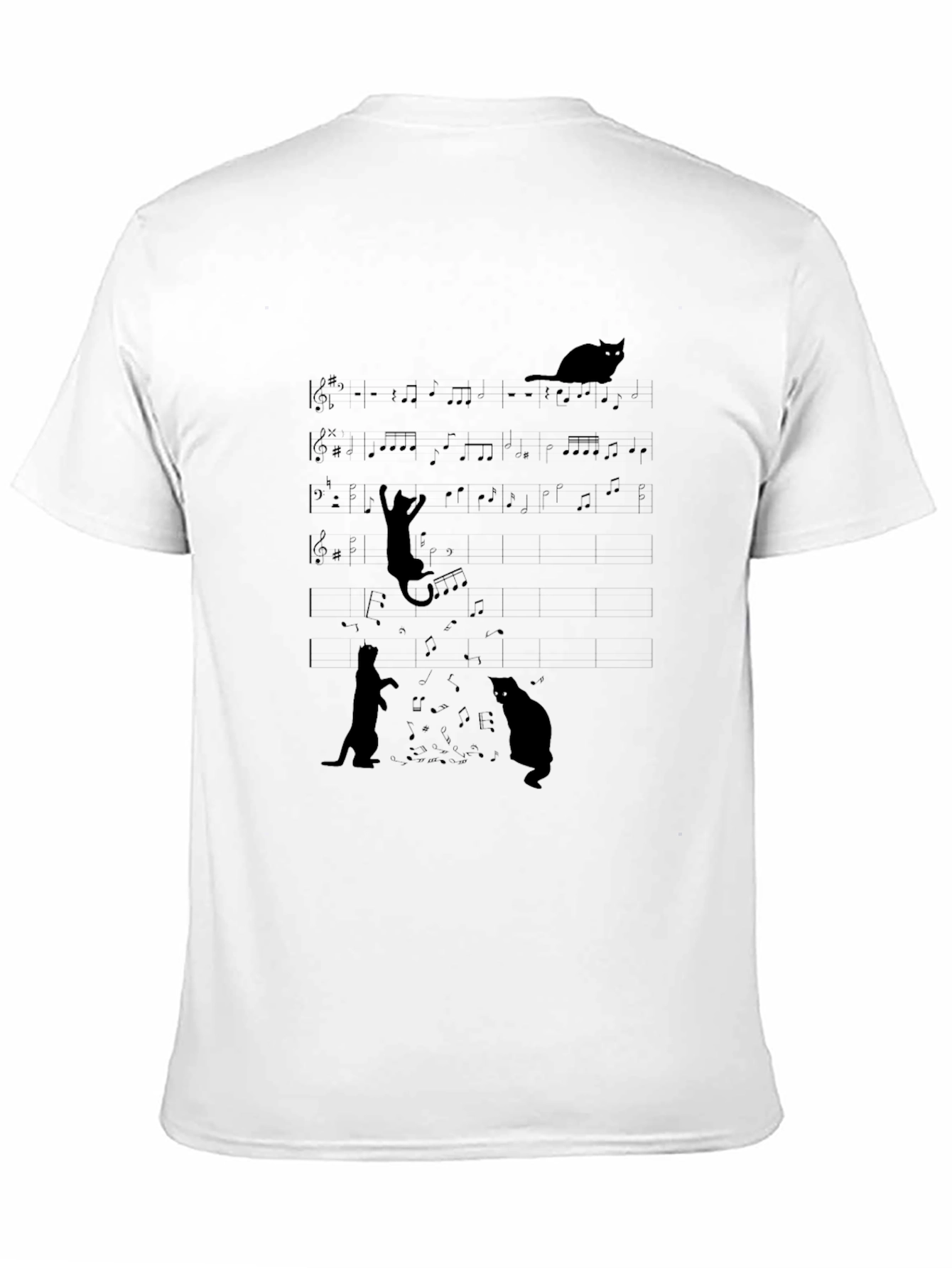 Musical Cats Black Graphic Tee - Unique Design