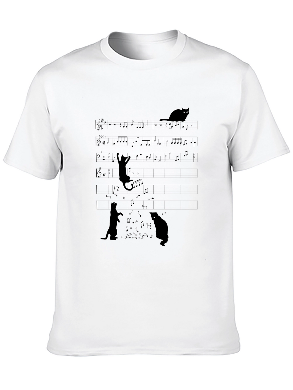 Musical Cats Black Graphic Tee - Unique Design