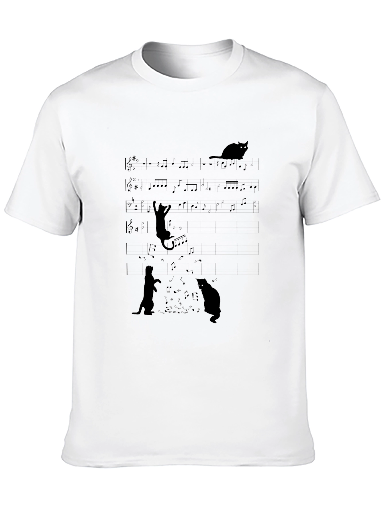Musical Cats Black Graphic Tee - Unique Design