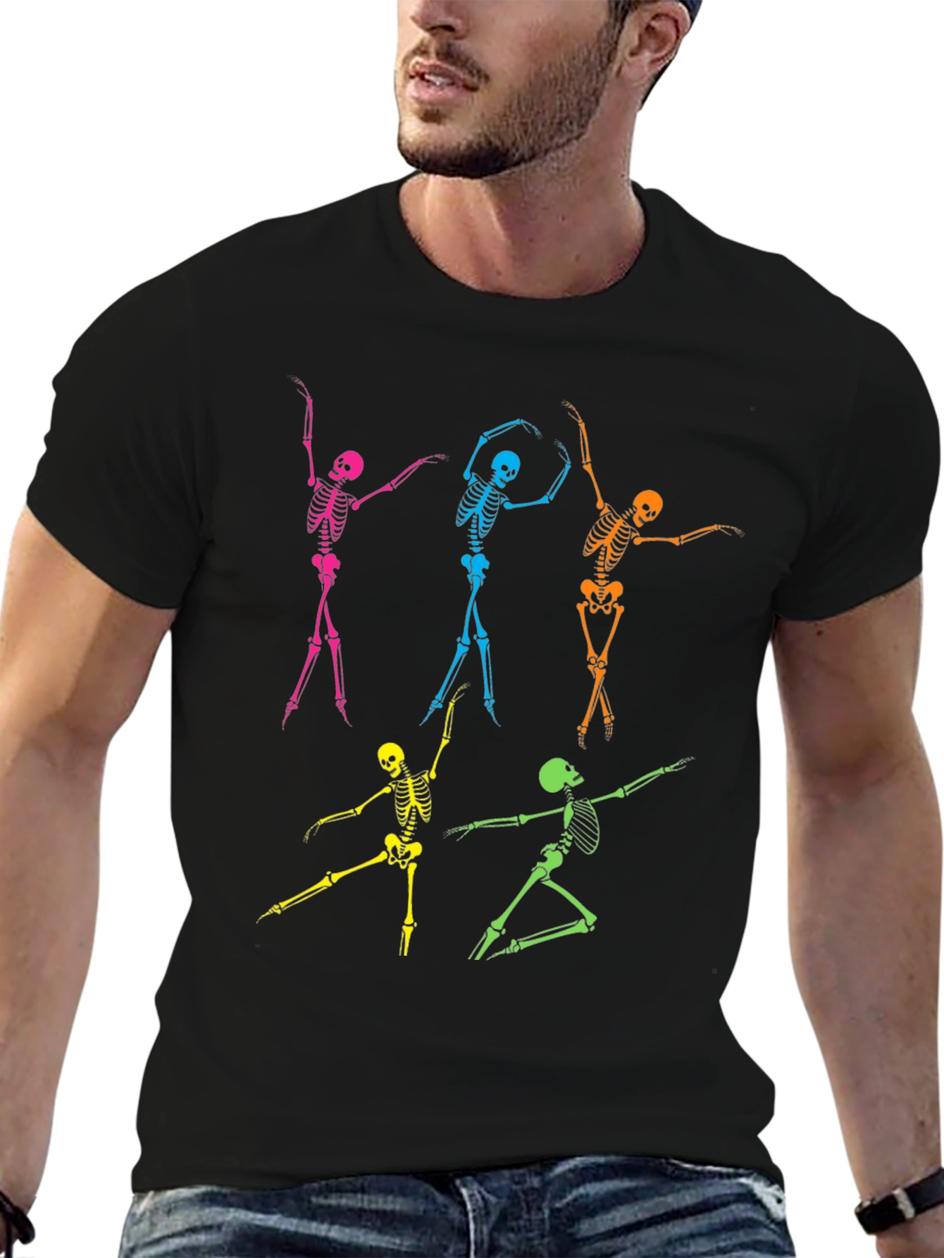 Dancing Skeleton Graphic T-Shirt - Funky Halloween Tee