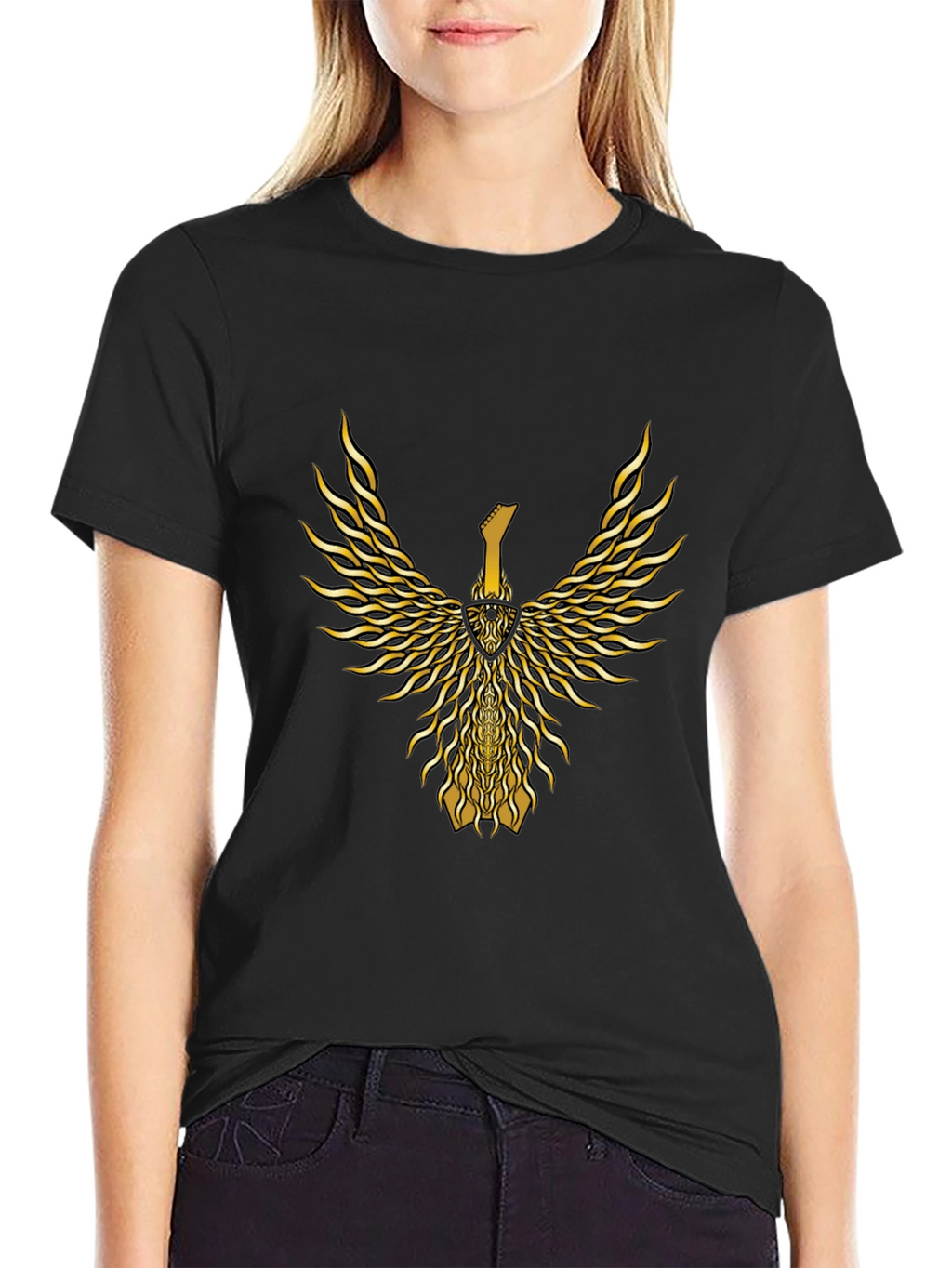 Golden Guitar Phoenix Graphic Tee - Black
