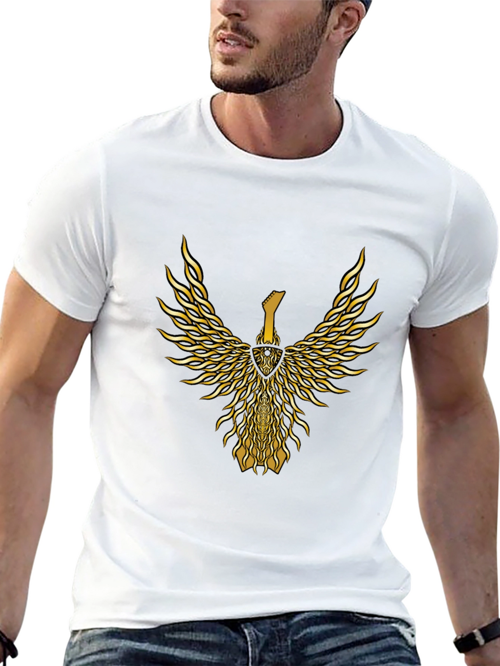 Golden Guitar Phoenix Graphic Tee - Black