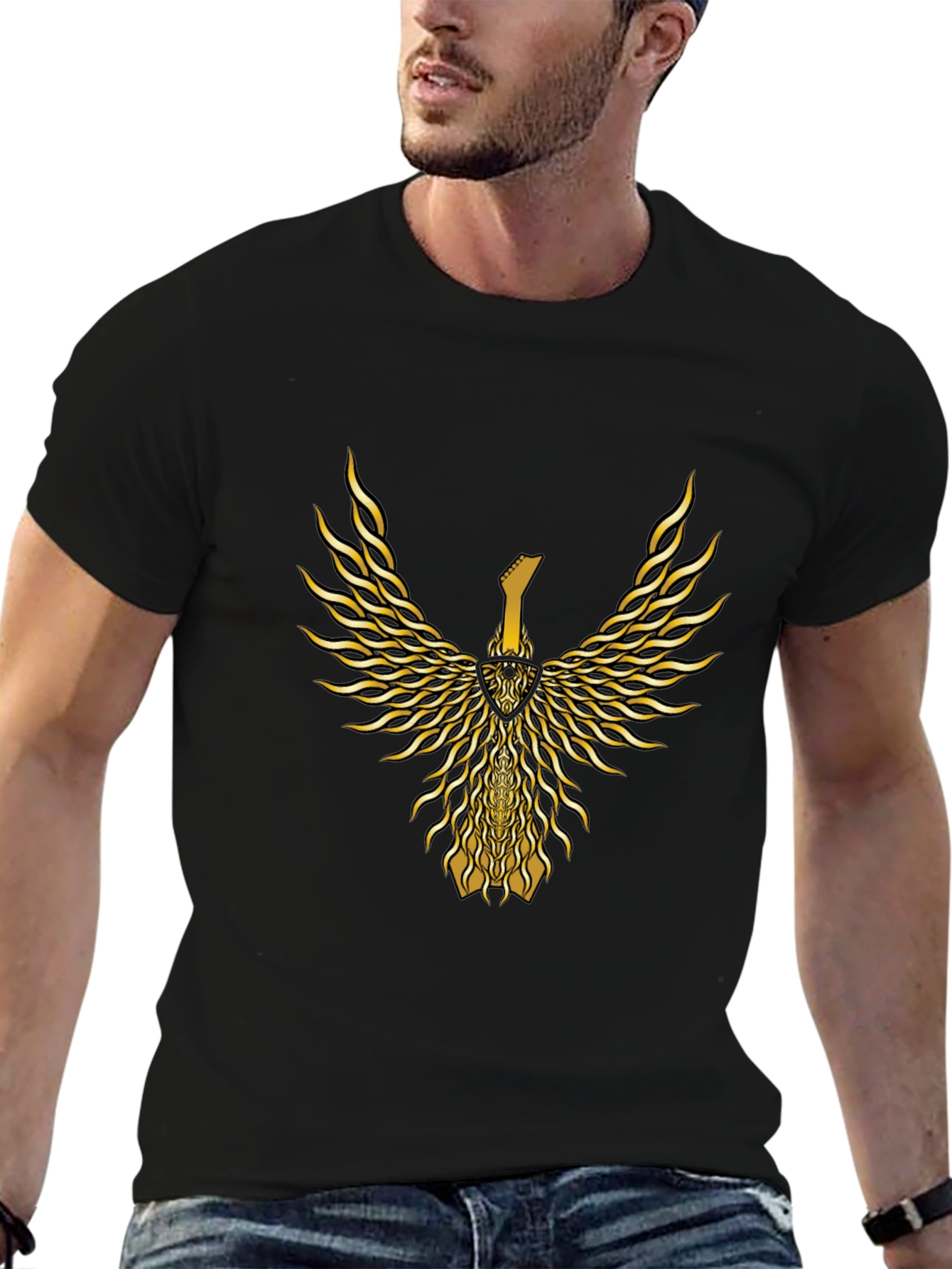 Golden Guitar Phoenix Graphic Tee - Black