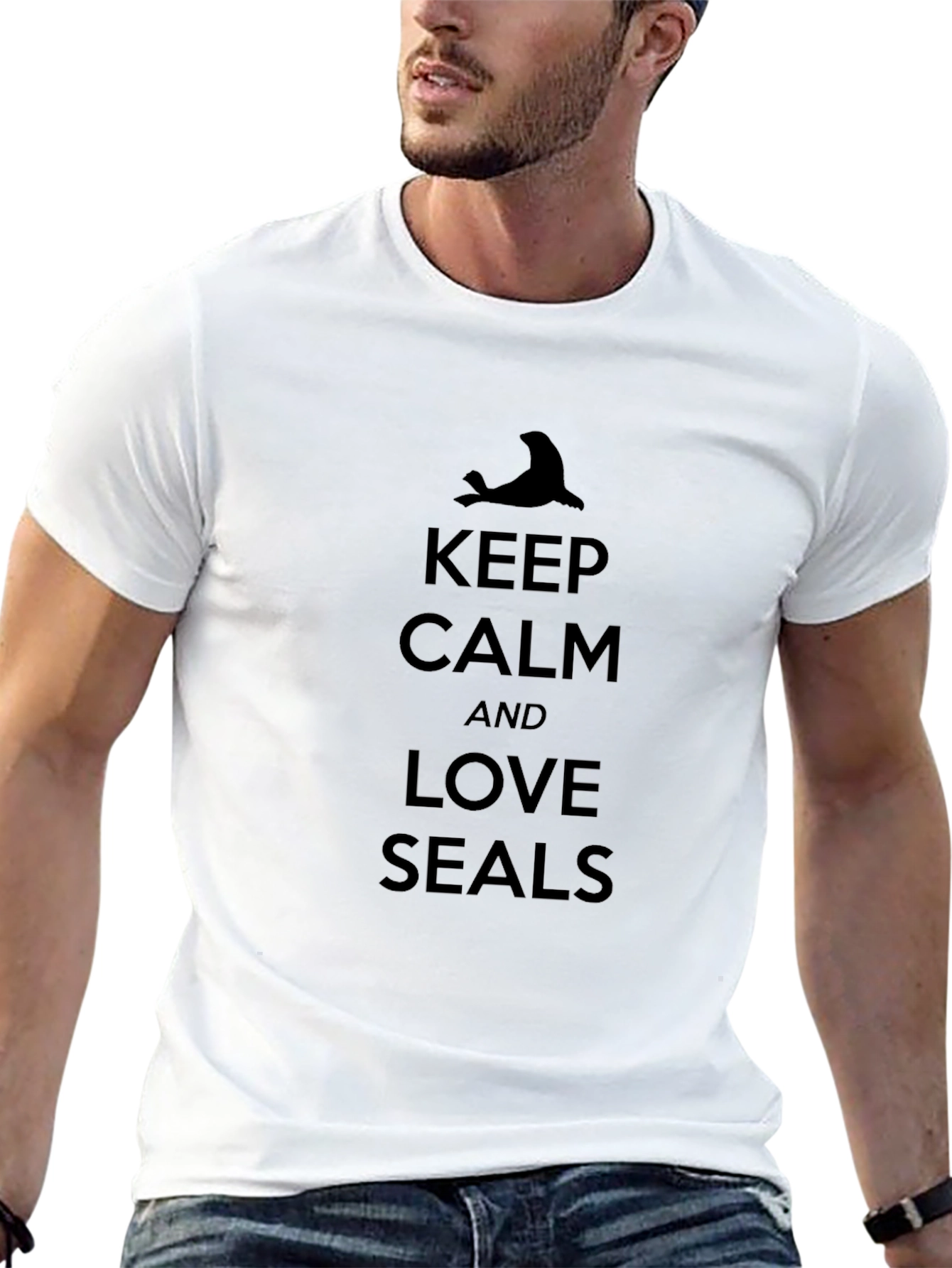 Keep Calm Love Seals T-Shirt - Black