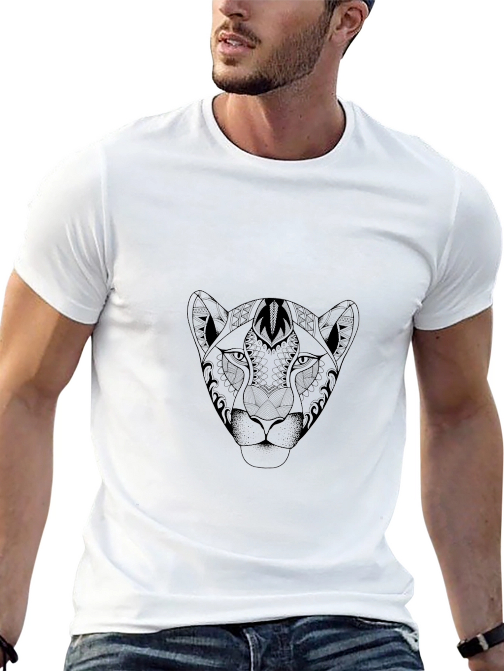 Black Tee with Animal Print