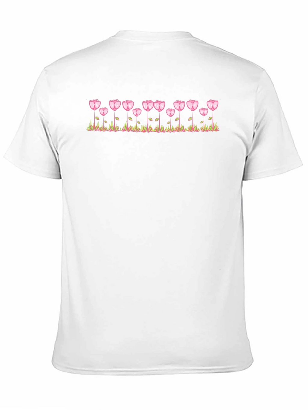 Floral Tulip Design Black T-Shirt