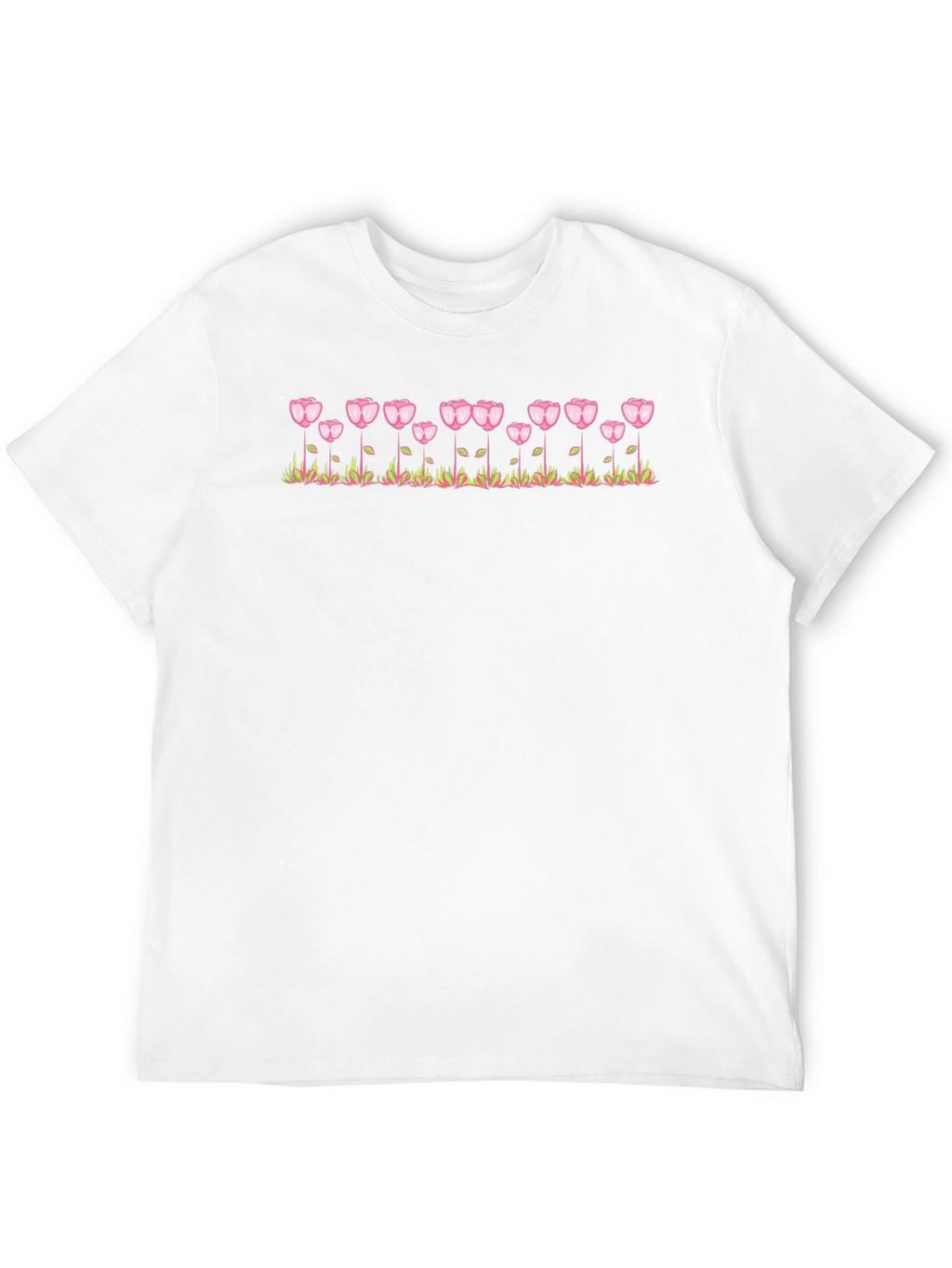 Floral Tulip Design Black T-Shirt