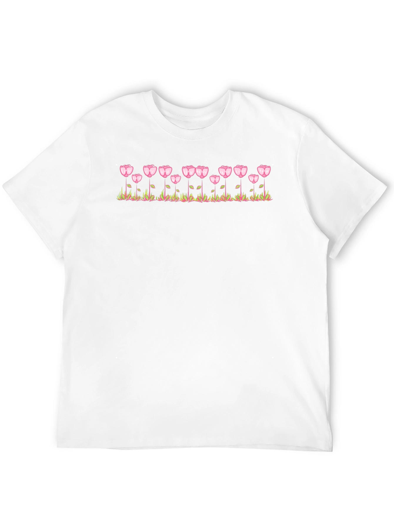 Floral Tulip Design Black T-Shirt
