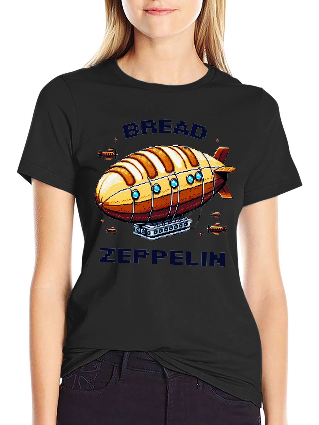 Bread Zeppelin T-Shirt - Pixel Art Design