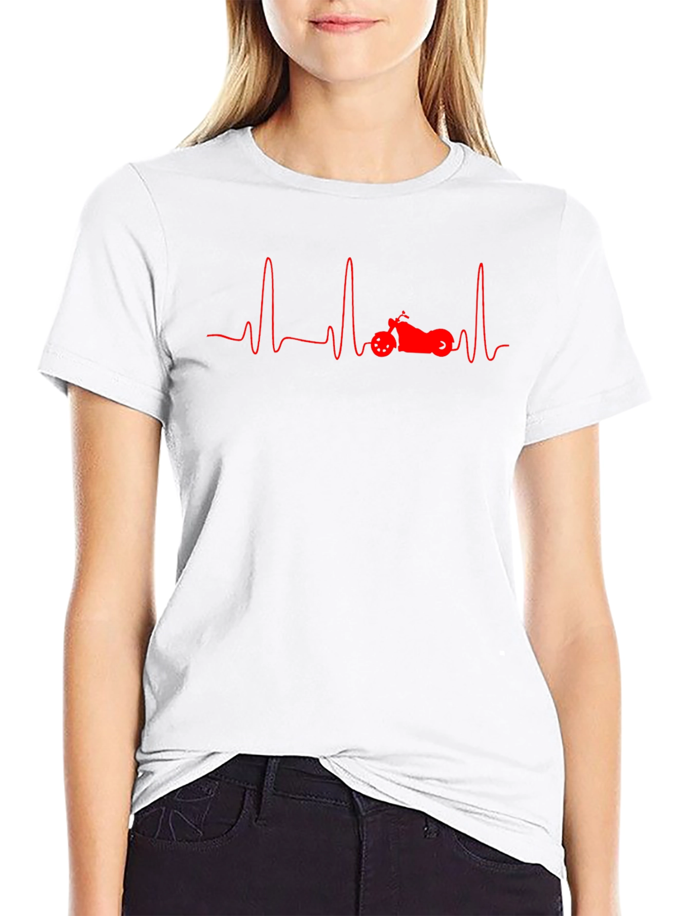 Motorcycle Heartbeat Black T-Shirt