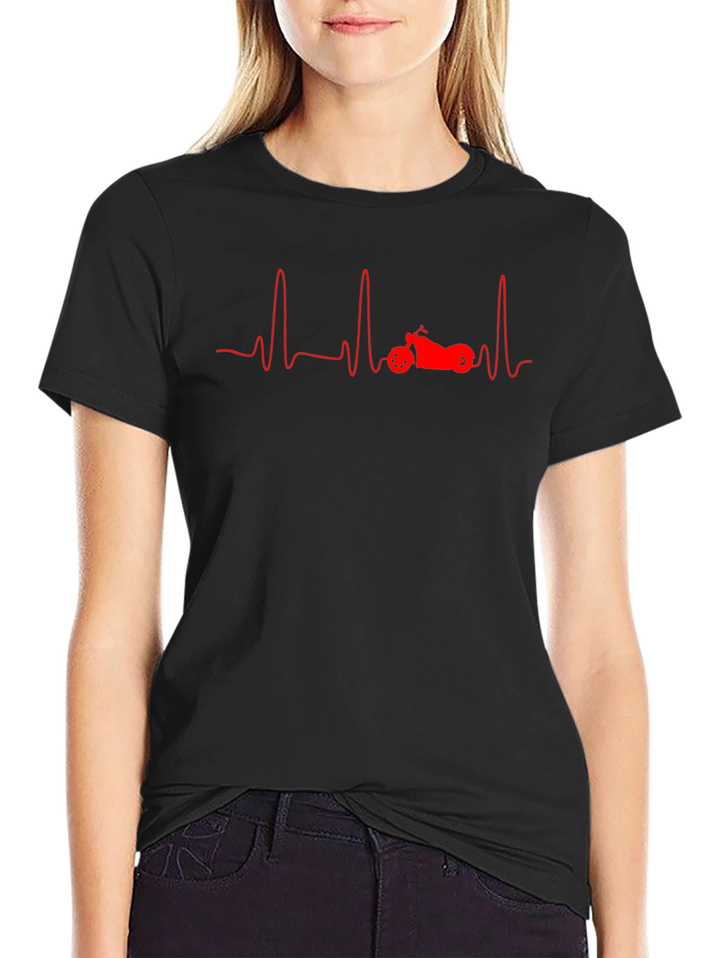 Motorcycle Heartbeat Black T-Shirt