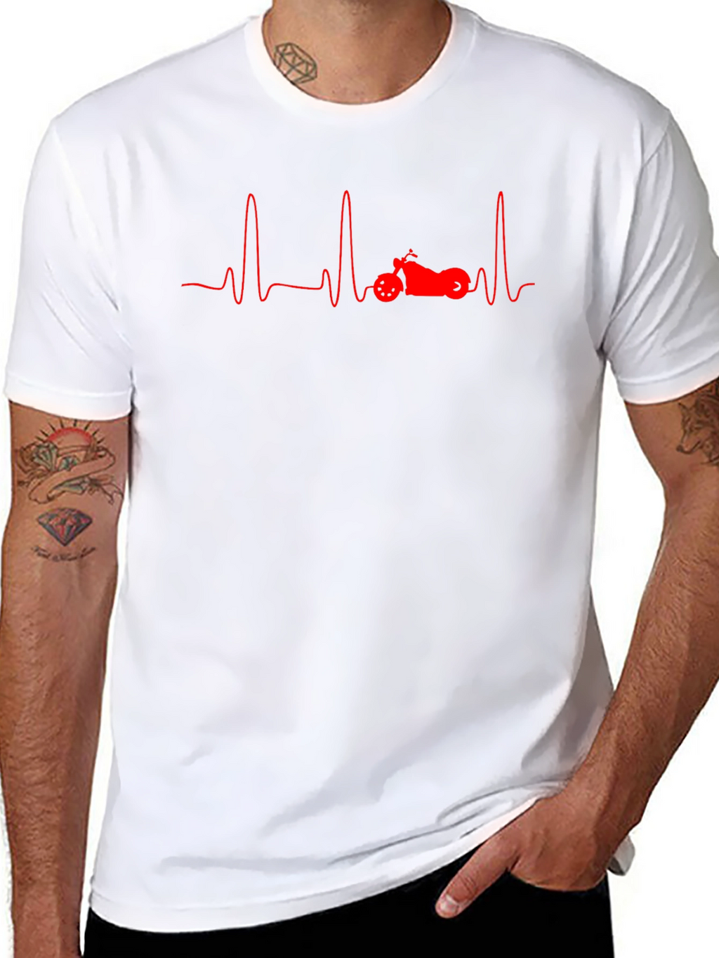 Motorcycle Heartbeat Black T-Shirt