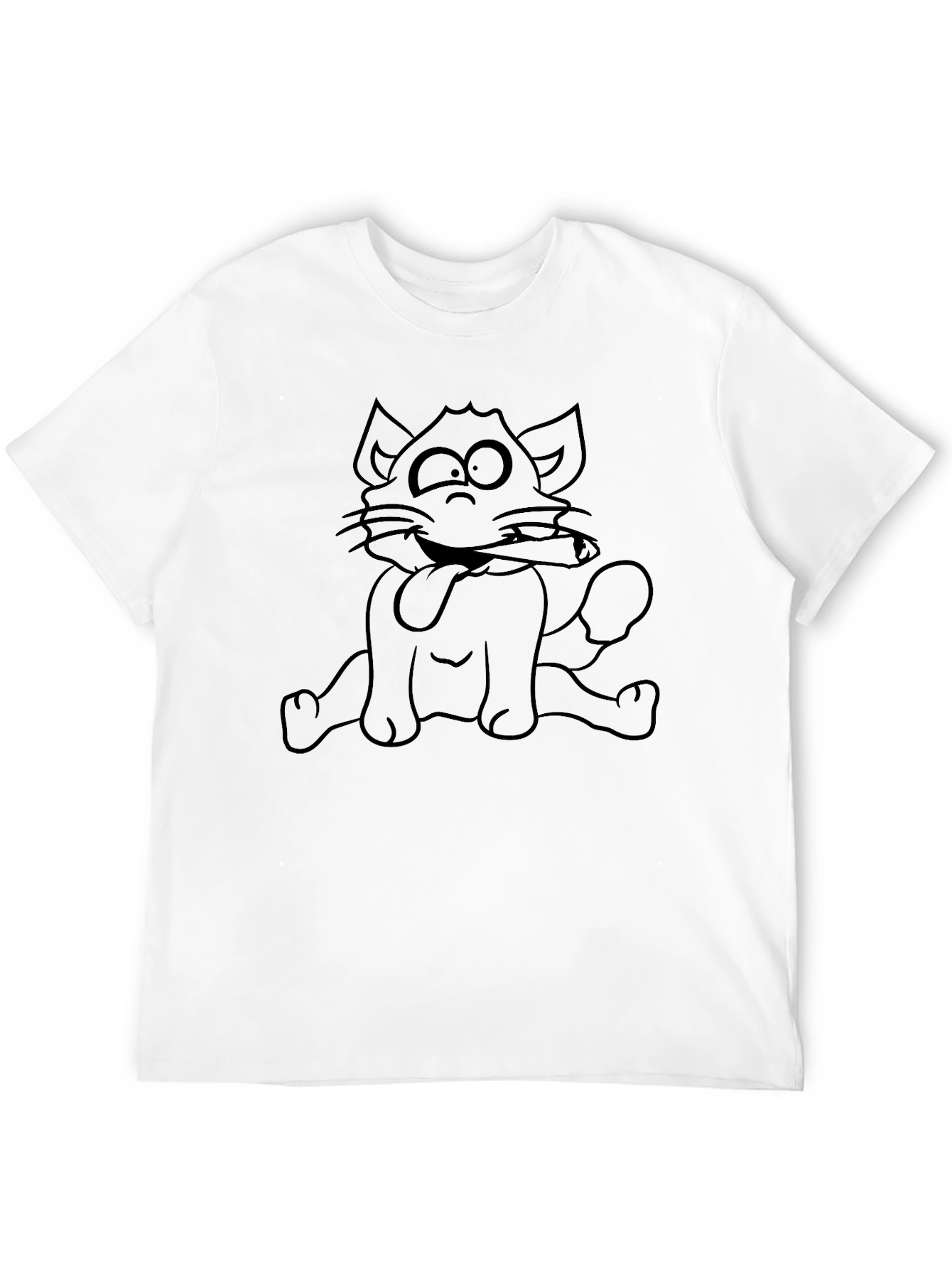Crazy Cat Graphic Tee - Black Cotton T-Shirt
