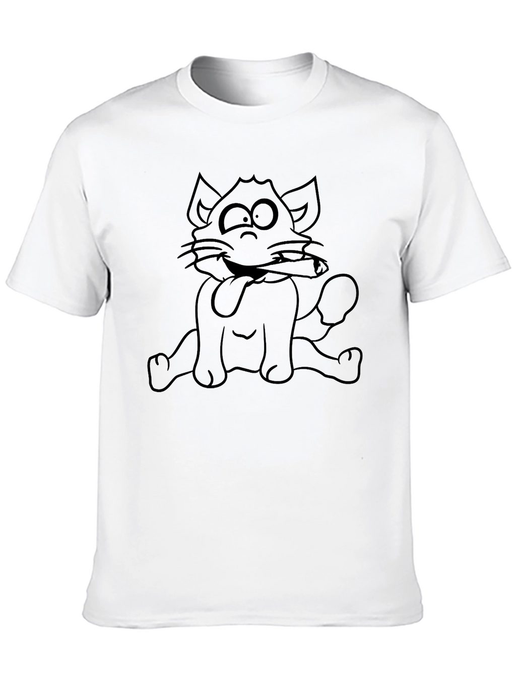 Crazy Cat Graphic Tee - Black Cotton T-Shirt