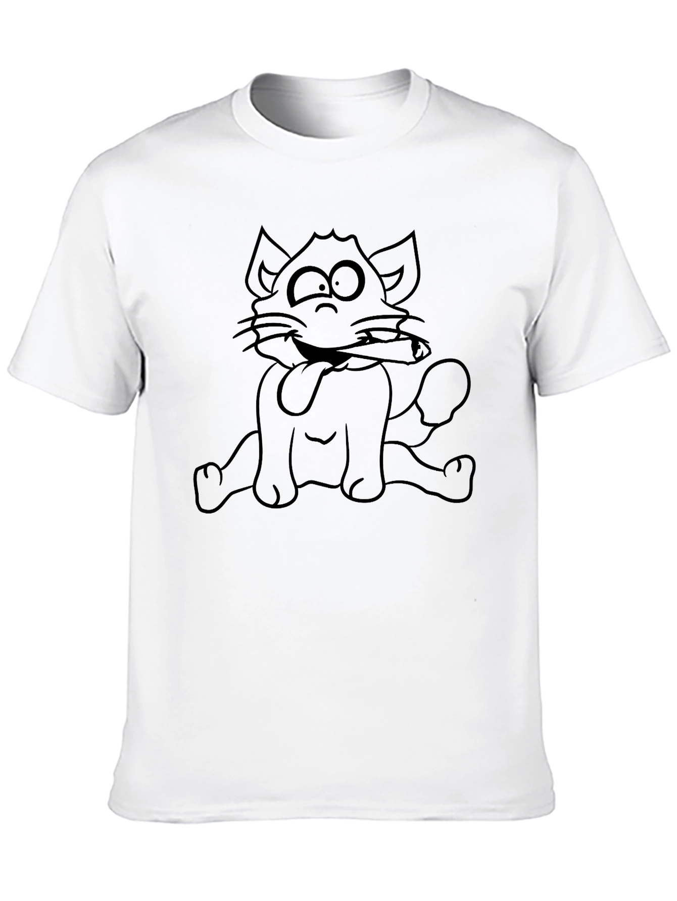 Crazy Cat Graphic Tee - Black Cotton T-Shirt
