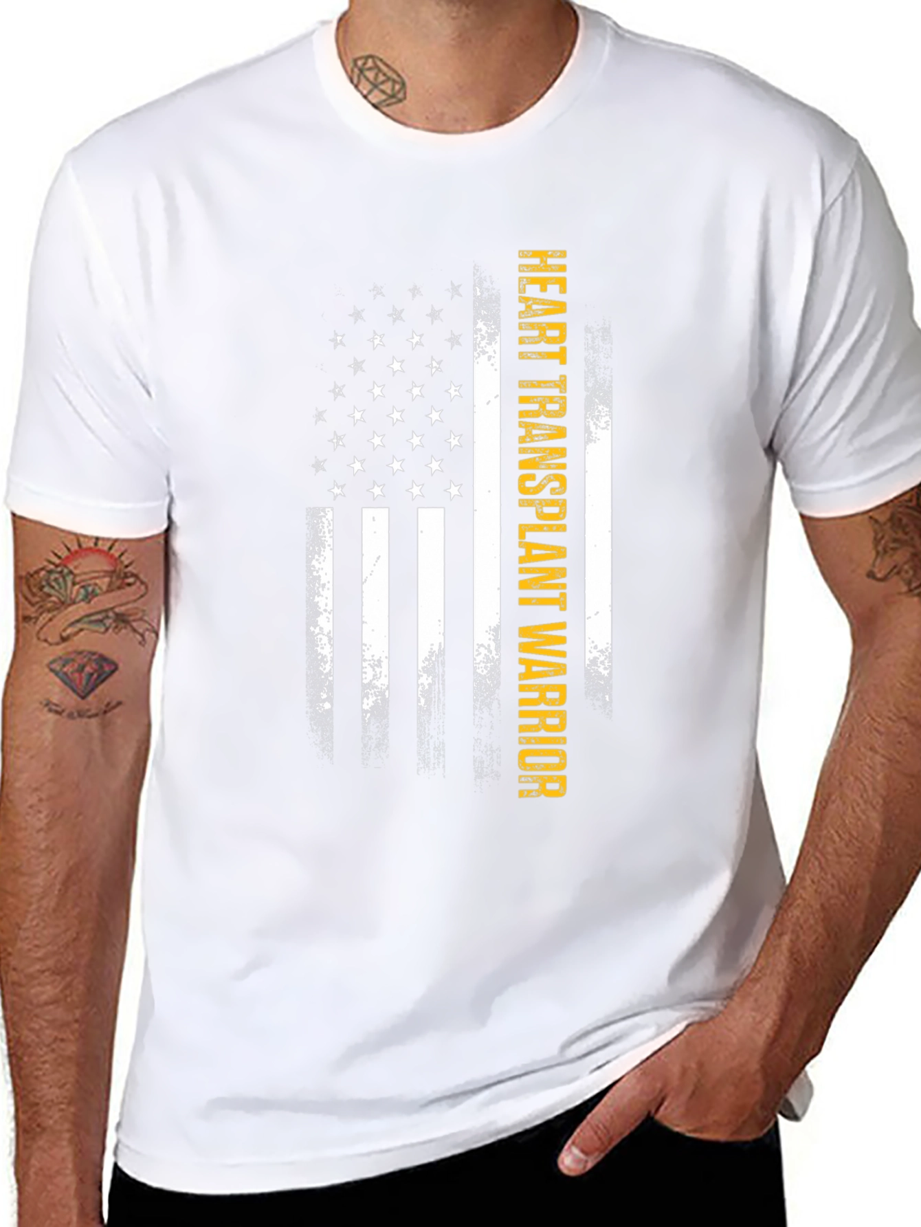 Heart Transplant Warrior US Flag T-Shirt