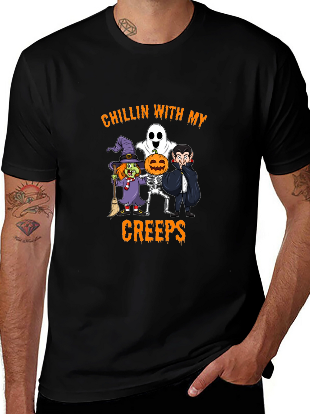 Halloween Chillin With My Creeps Graphic Tee