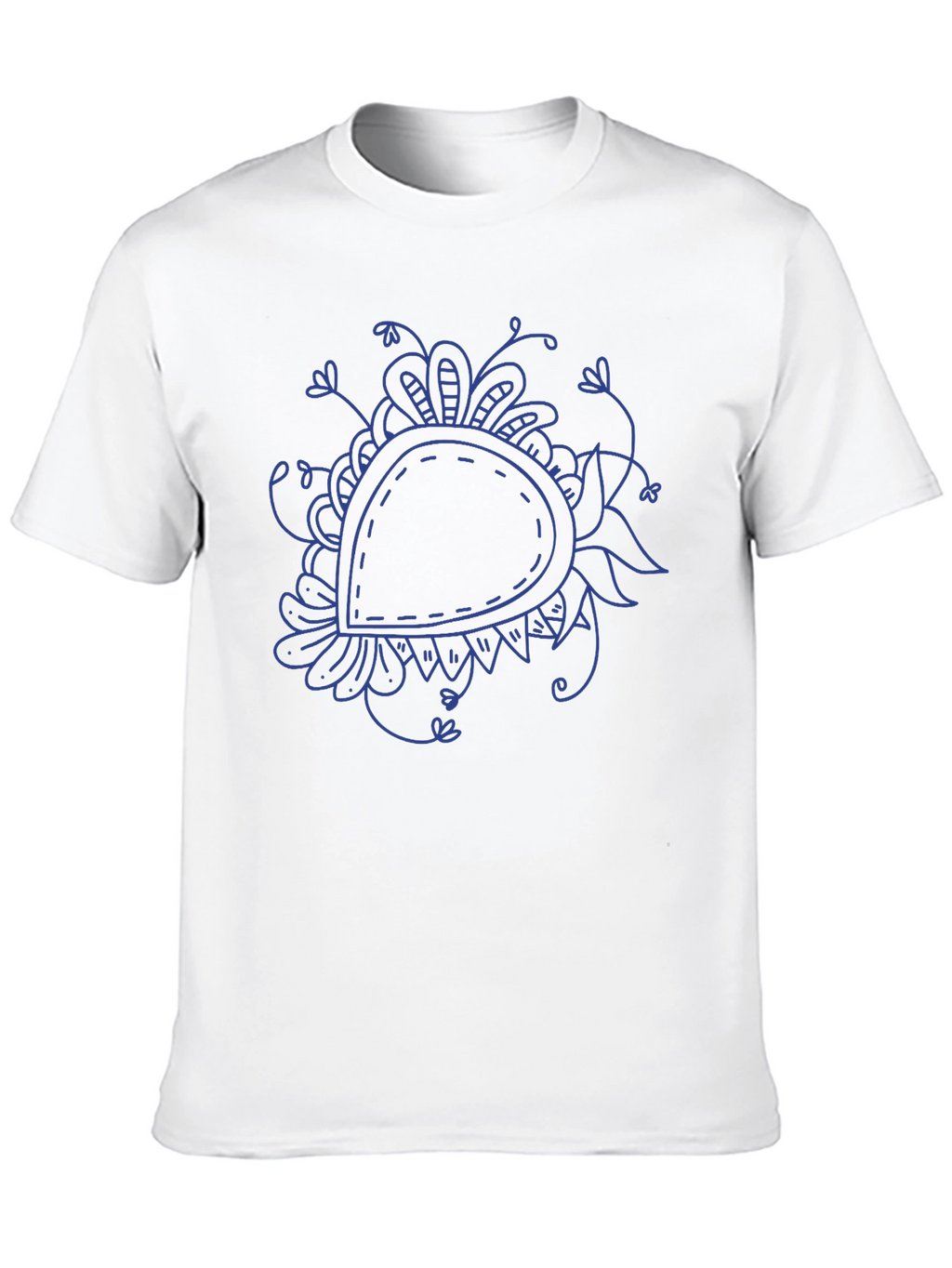 Black T-Shirt with Blue Paisley Design