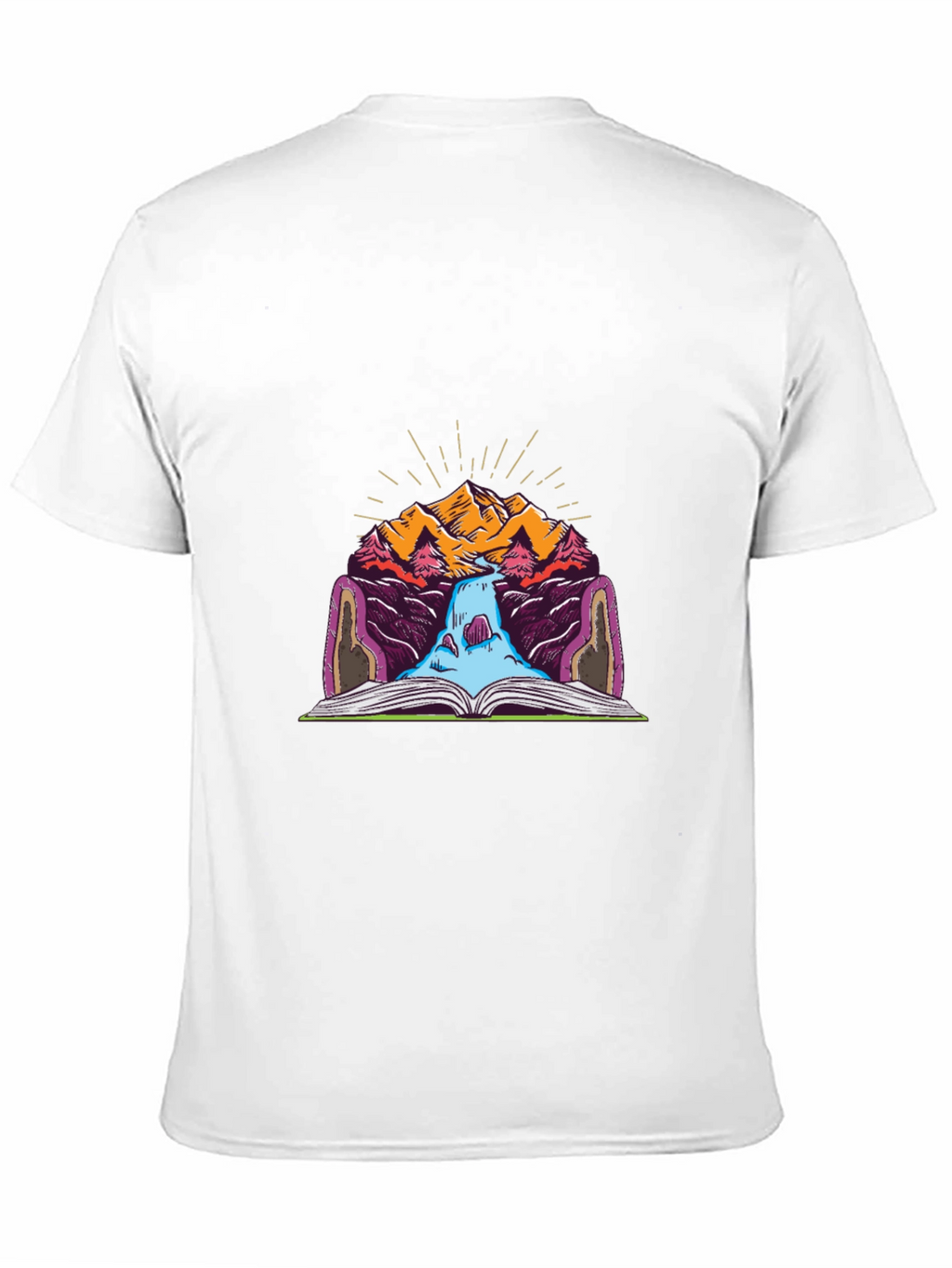 Mountain Book Waterfall Graphic T-Shirt