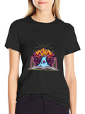 Mountain Book Waterfall Graphic T-Shirt