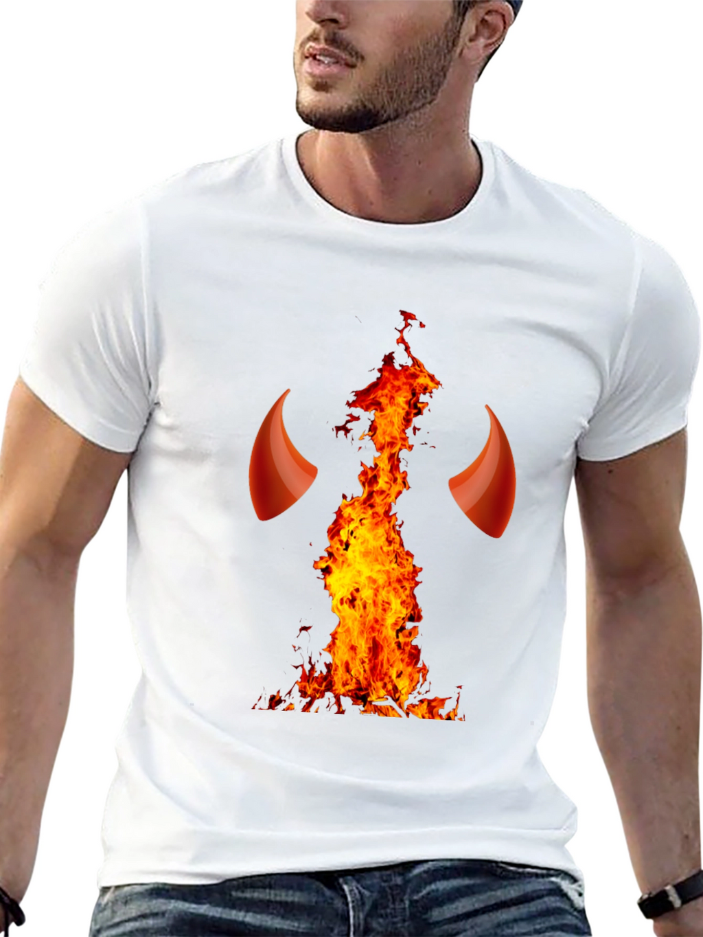 Devil Horns and Fire Graphic T-Shirt