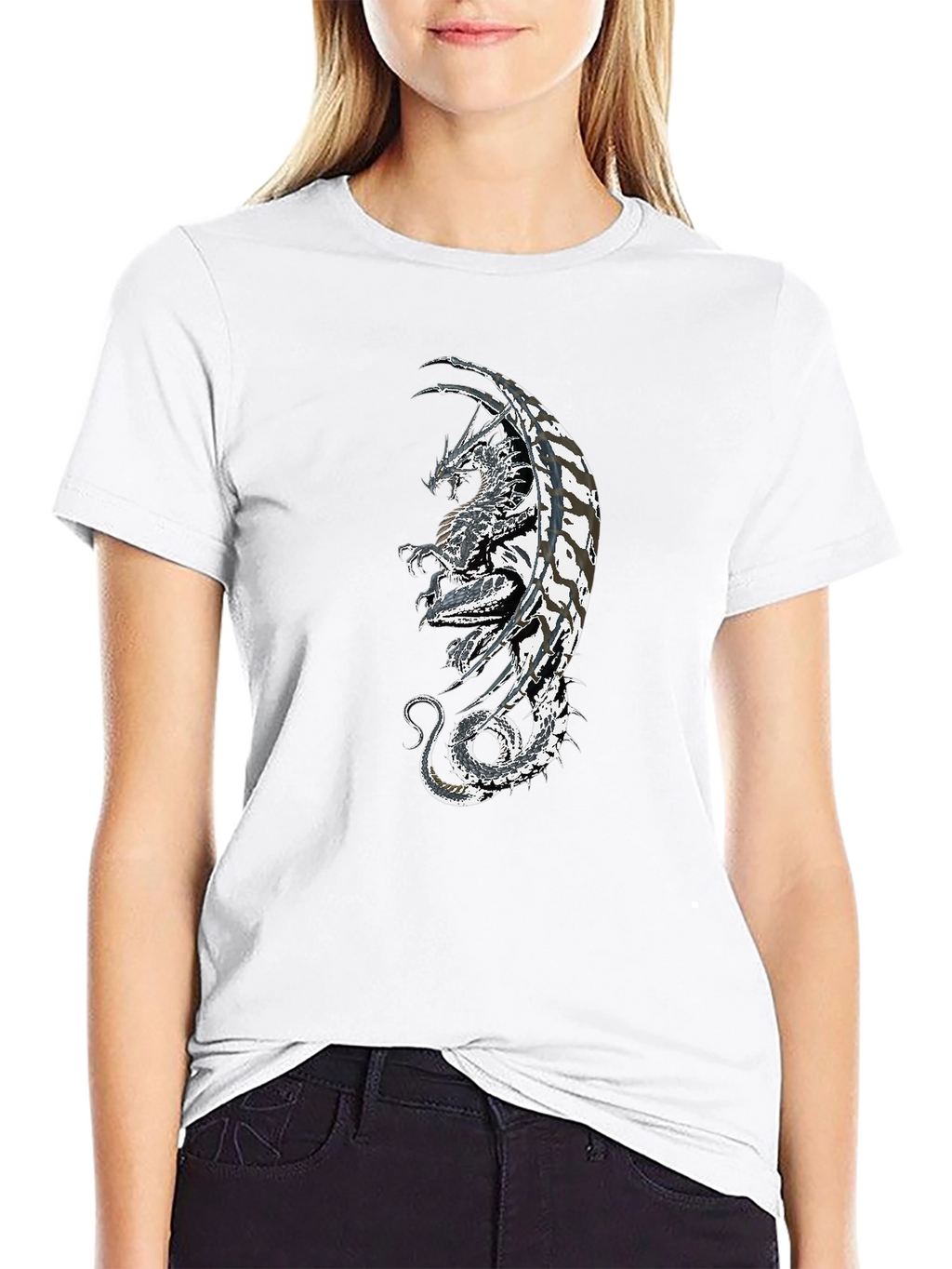Dragon Graphic Black T-Shirt - Fantasy Style