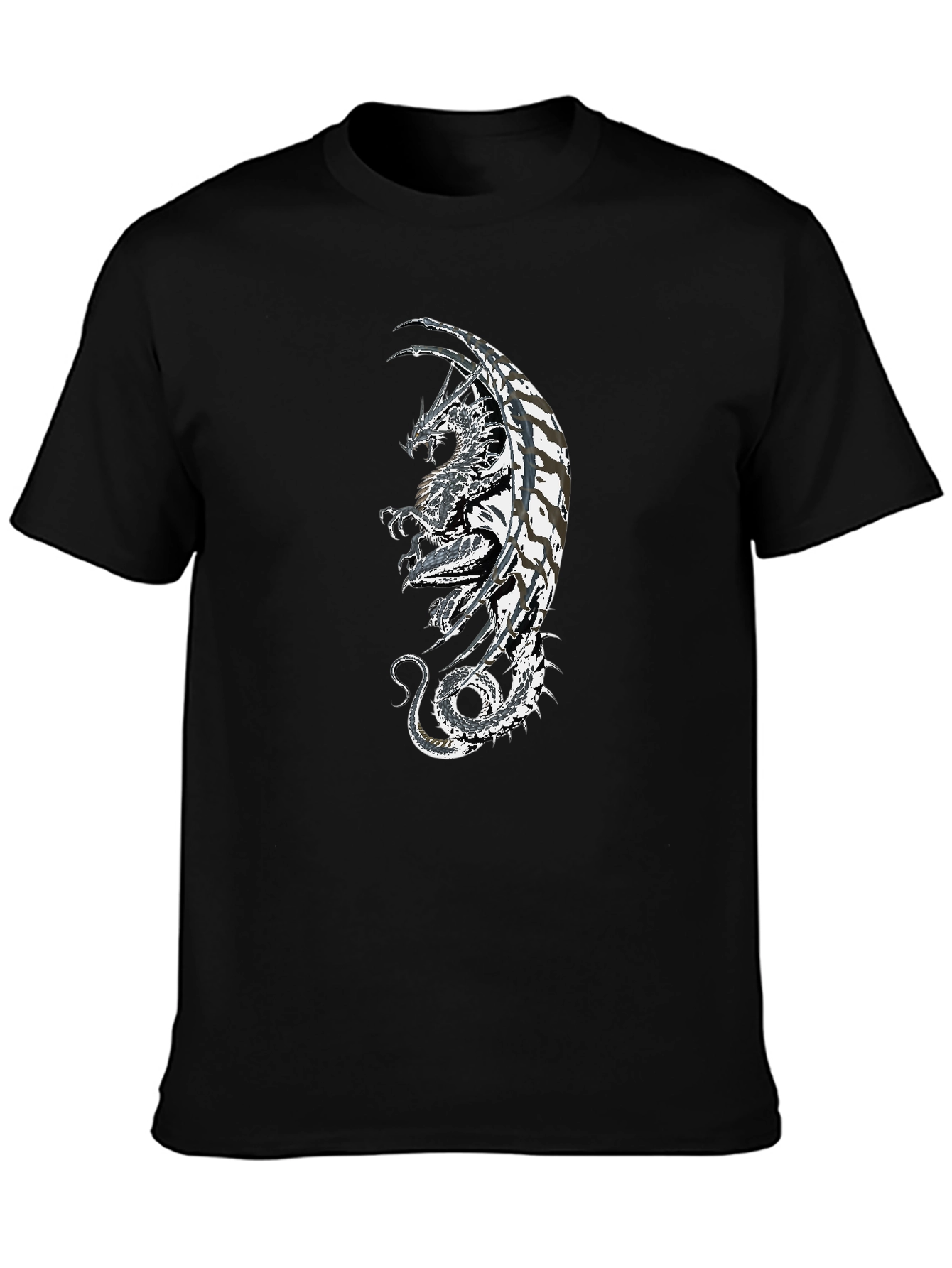 Dragon Graphic Black T-Shirt - Fantasy Style