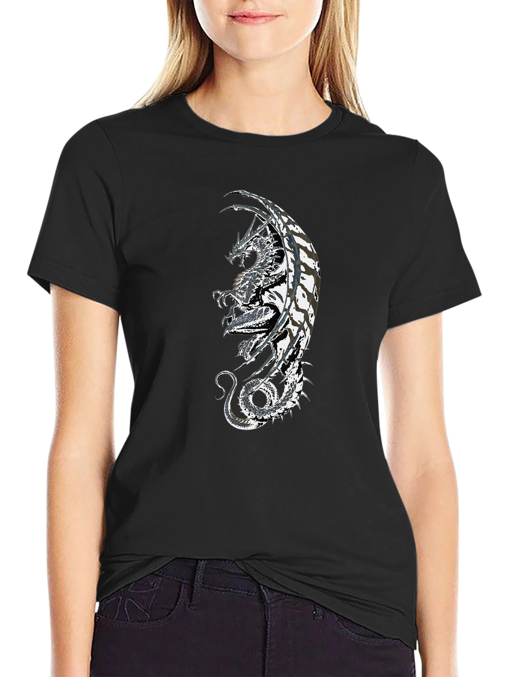 Dragon Graphic Black T-Shirt - Fantasy Style