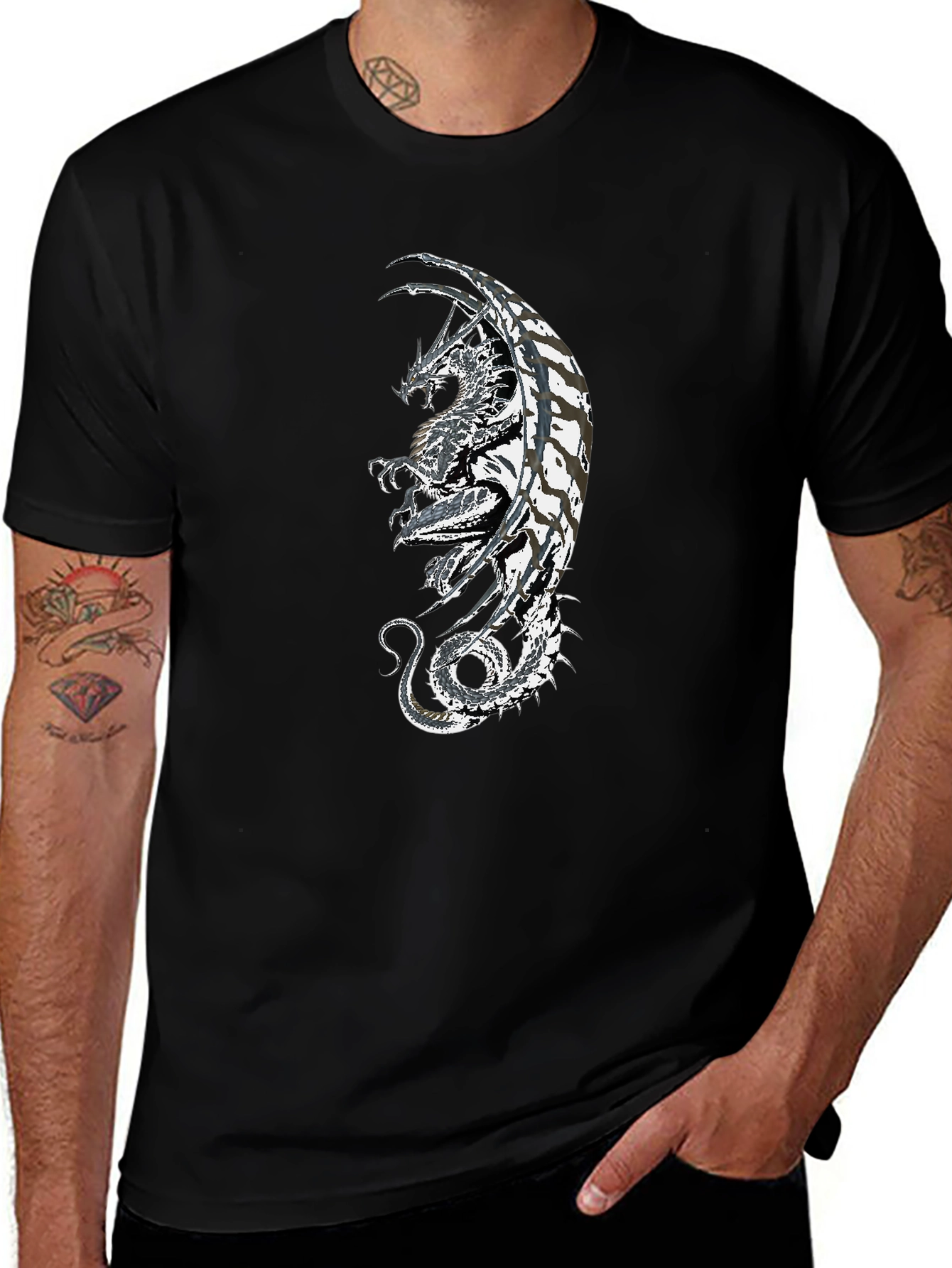 Dragon Graphic Black T-Shirt - Fantasy Style
